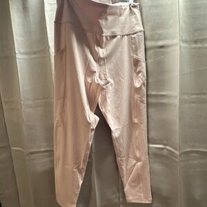 Cream High-Waisted Leggings